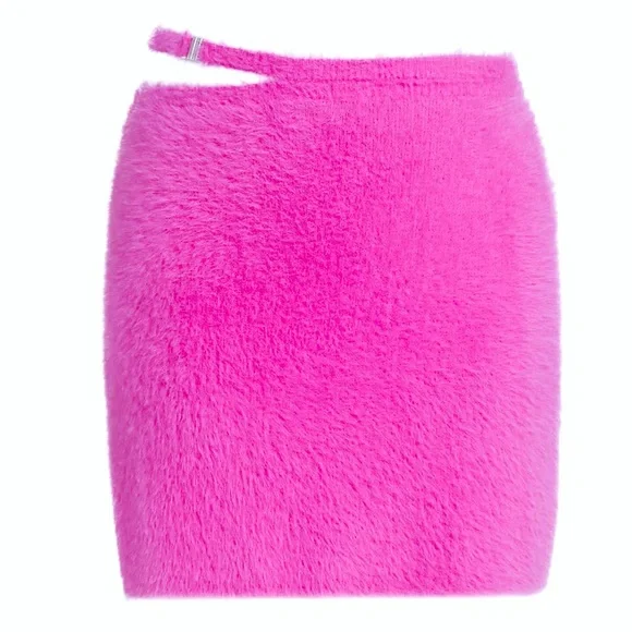 NWT JONATHAN SIMKHAI Paytra Fuzzy Knit Mini Skirt in Hot Pink